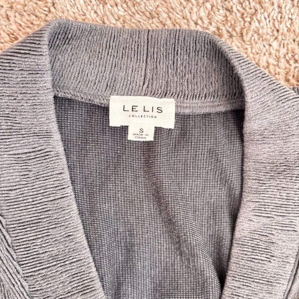 Lelis Collection heathered grey long sleeved rib knit sweater - S